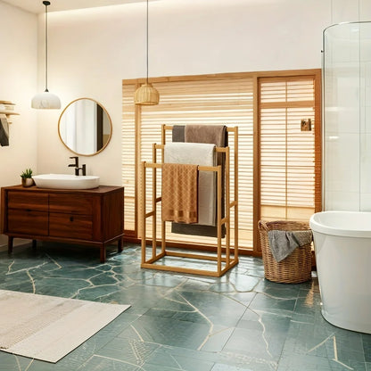 Spa-Style Wooden Towel Rack